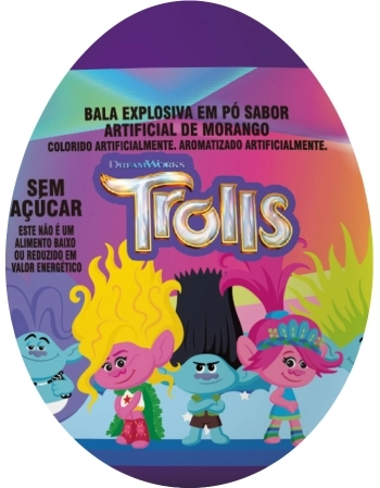 BALA EM PO C OVO SURPRESA GOPLAY TROLLS MORANGO 12UN