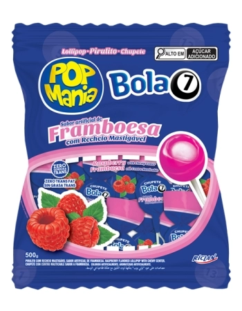 PIRULITO POP MANIA BOLA 7 FRAMBOESA 500G