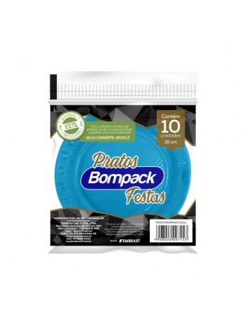 PRATOS BOMPACK PREMIUM AZUL 15CM 10UN