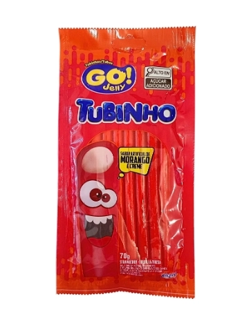 BALA TUBINHO GO JELLY MORANGO 70G