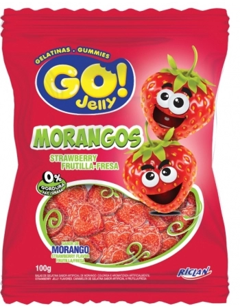 BALA GELATINA GO JELLY MORANGO 100G